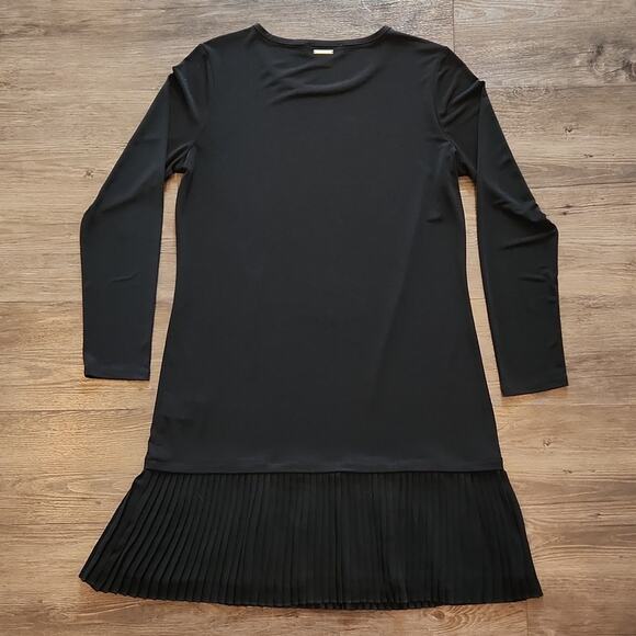 MICHAEL KORS Gorgeous Black Pleated Hem Long Sleeve Dress Large - Picture 6 of 13
